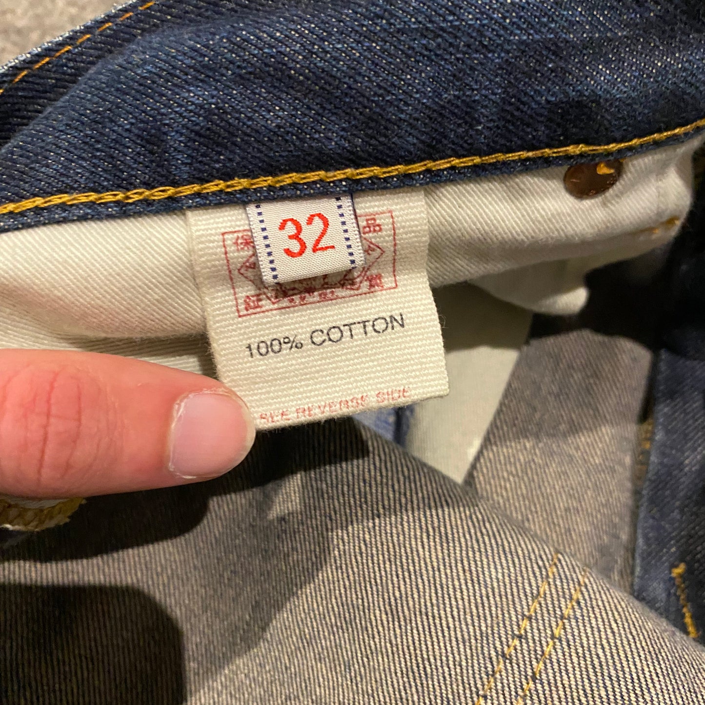 EVISU GREEN PAINT JEANS (32)